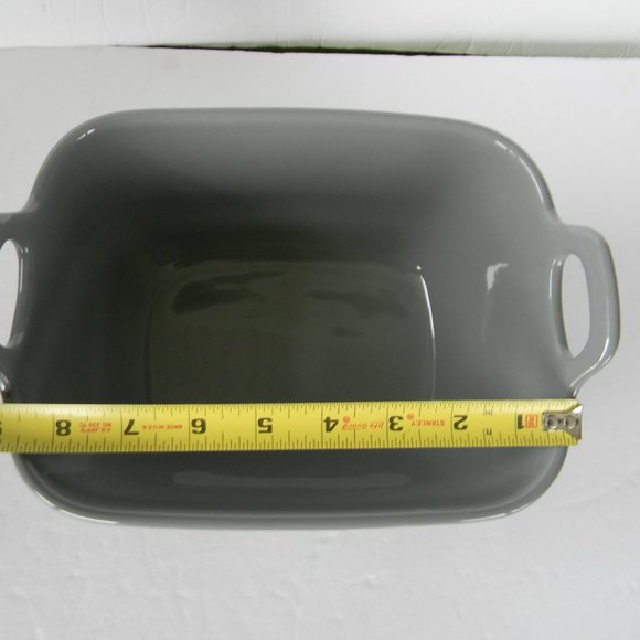NEW TEMP-TATIONS WOODLAND GRAY RECTANGULAR SERVING BOWL BAKER 2QT W/HANDLES - Picture 5 of 6